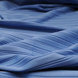 Coupon jersey de viscose bleu structuré à côtes irrégulières 1m10 en 110cm n°720