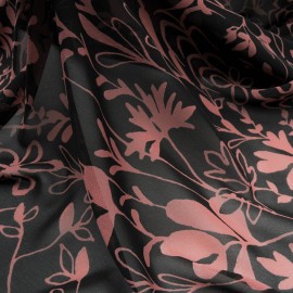 Tissu au mètre voile Polyester noir et vieux rose pâle en 150cm n°724