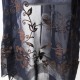 Coupon Voile de polyester bleu nuit et fleurs panne de velours marron 1m50 en 140cm n°726