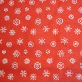 Au mètre toile coton Flocons rouge Noël en 145cm