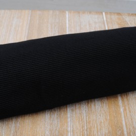 Au mètre Tissu bord côtes noir, jersey coton en 120cm 977