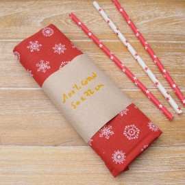 Mini coupon toile coton "Flocons rouges" 50x 72cm
