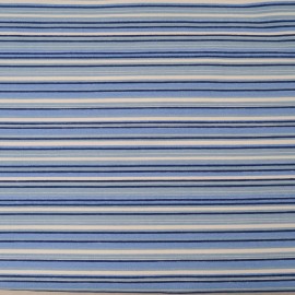 Au mètre, toile polyester stretch rayée bleu blanc en 145cm Ref 1008