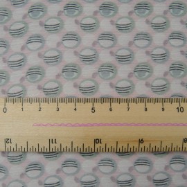 Au mètre Voile Polyester rose imprimé cercles en 145cm n°1096