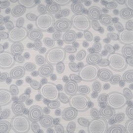 Au mètre coton froissé à spirales en gris et bleu sur fond blanc n°10117