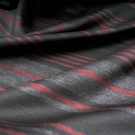 Coupon jersey lourd rayé gris bordeaux fond noir 1m40 en 150cm n°10217