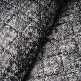 Tissu doudoune matelassée réversible gris, noir , bleu en 145cm n°10218
