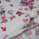 Au mètre jersey coton fond blanc motif pivoine rose et mauve en 155cm n°10399