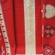 Au mètre toile coton cretonne fond rouge bandeau beige pour Noël ou chalet en 160cm n°10451
