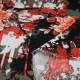 Coupon crêpe polyester rouge et noir épais 2m en 150cm