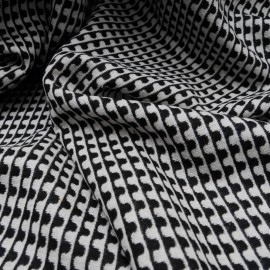 Au mètre lainage Jacquard fond gris clair motif noir en 150cm n°10478
