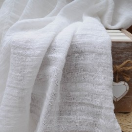 Coton et polyester type Seersucker blanc ajouré n°369