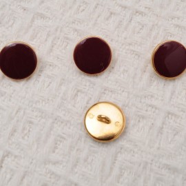 bouton Bordeaux à coudre à queue en métal doré 15mm