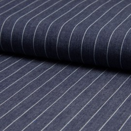 Tissu jean chambray rayé 100% Coton bleu foncé en 140cm n°10578