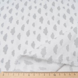 Coton OEKO TEX petit nuage gris fond blanc en 160cm