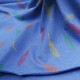 Tissu jersey bleu au mètre motif feuille en 150cm n°10594