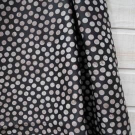 Coupon Ameublement Toile Polyester "Pois beiges" fond noir 1m en 140cm