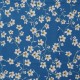 Tissu Coton cretonne imprimé Fleur d'Amandier bleu canard en 150cm