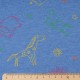 Tissu jersey bleu au mètre motif animaux safari en 145cm n°10603