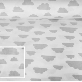 Mini Coupon Coton OEKOTEX fond blanc nuage gris 50cm x 80cm