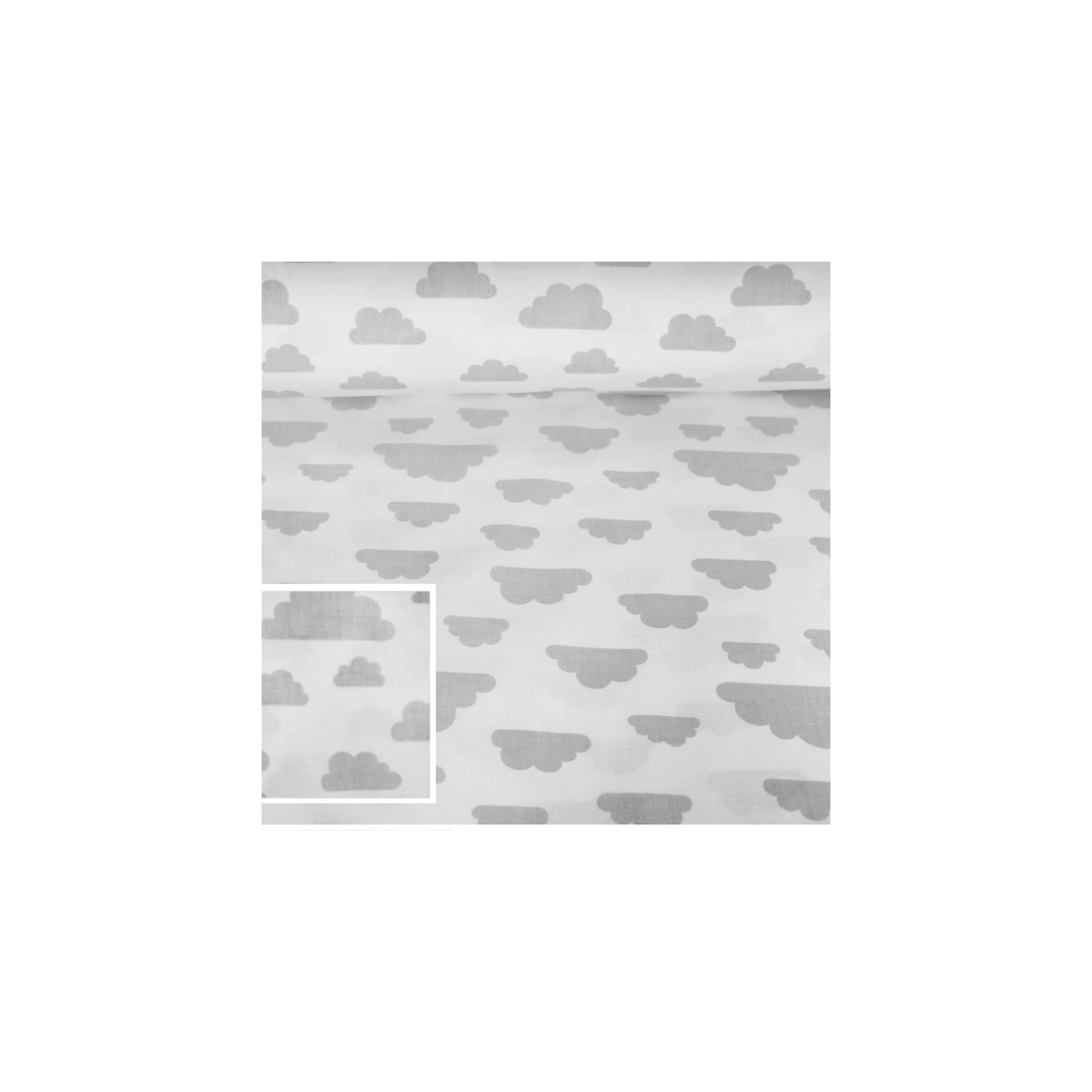 Coton OEKO TEX petit nuage gris fond blanc en 160cm - Defilentissus