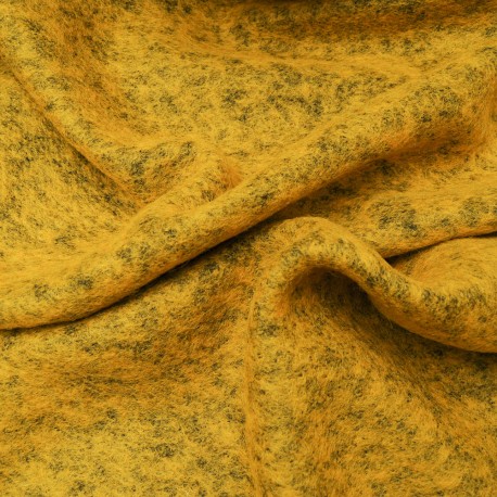 Tissu au mètre Laine bouillie chinée couleur moutarde en 160cm n°10629