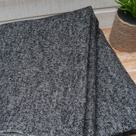 Au mètre lainage jacquard chiné noir et gris Haut de gamme en 125cm n°10649