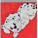 Coton OEKO TEX chiot dalmatien fond rouge en 160cm
