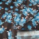 Coupon voile polyester fond noir, fleurette bleue, rayure lurex argent 1m70 en 150cm n°10728