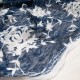 Au mètre dentelle stretch Polyester polyamide bleu marine, fleur blanche n°10764