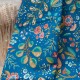 Tissu Coton cretonne imprimé végétal fond bleu canard OEKOTEX en 150cm