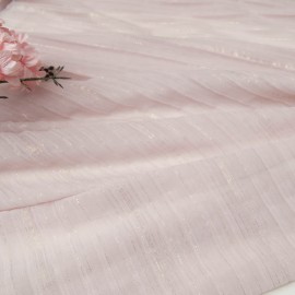 Au mètre plissé fin polyester rose lurex doré en 150cm n°10778