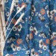 Au mètre crêpe polyester bleu motif floral beige et bleu n°10795