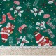 Au mètre Coton Noël père Noël fond vert en 150cm
