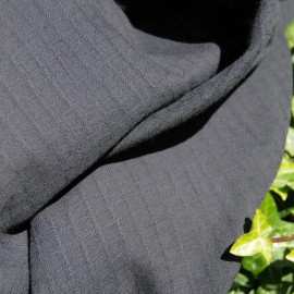 Tissu Voile de coton tissage mini carrés en Noir n° 654