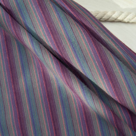 Au mètre Jersey Coton polyester mauve rayé bleu violet en 152cm n°10875