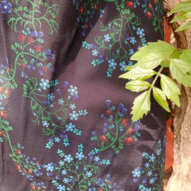Au mètre Viscose légère noir clair motif japonisant floral en 145cm n°10934