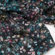 Coupon mousseline crêpe voile polyester rayé lurex fond noir fleurettes 1m90 en 150cm