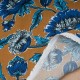 Coupon crêpe VISCOSE fond ocre fleur bleu roy 2m en 135cm n°10987