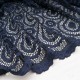 Dentelle bleu marine stretch festonnée polyester lycra en 140cm n°10993