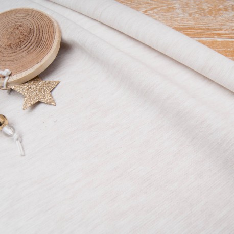 Tissu Jersey Polyester et COTON beige chiné en 130cm n° 10772