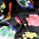 Jersey polyester et Lycra noir à fleurs au mètre en 150cm n° 694