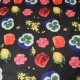 Tissu au mètre Coton et polyamide noir à fleurs n°696
