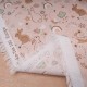 Tissu Coton popeline fond ROSE Poudré imprimé petit lapin en 150cm